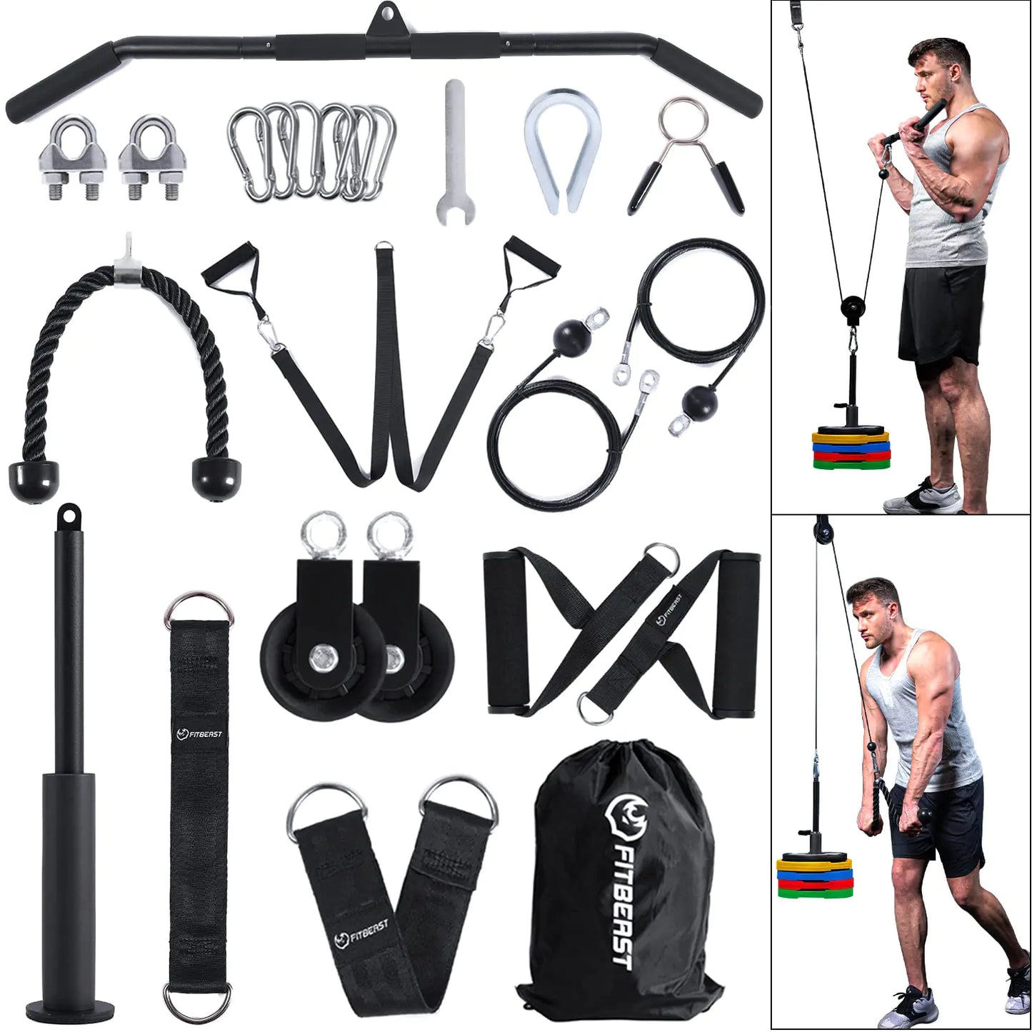 نظام بكرة الوزن FitBeast Pulley System Gym Cable Weight Pulley System للتمرين في صالة الألعاب الرياضية